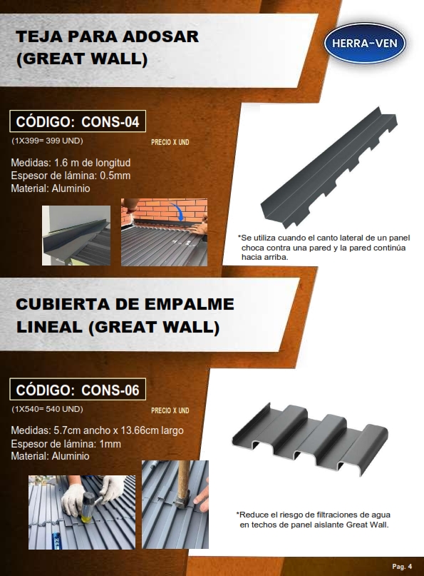 CUBIERTA EMPALME LINEAL (GREAT WALL) - 5,7X13,66CM - 1MM - A