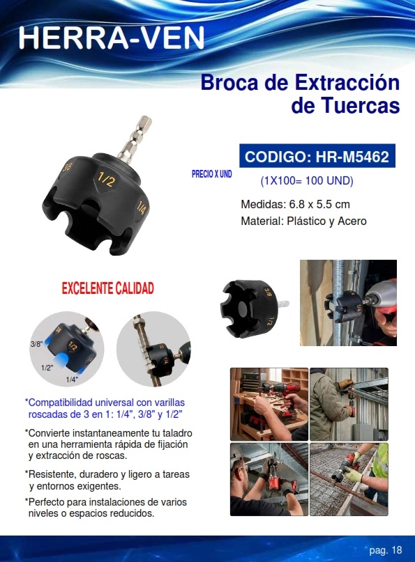 BROCA P/EXTRACCION TUERCAS 6,8X5,5CM - PLAST Y ACERO