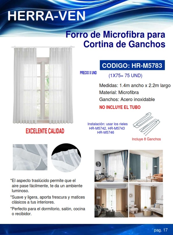 FORRO MICROFIBRA P/CORTINA DE GANCHOS - 1,4 X 2,2 MTS - MICR