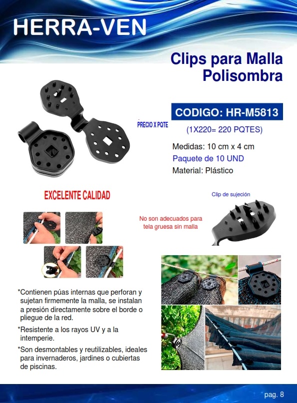 CLIPS P/POLISOMBRA 10X4CM - PLAST (PQT10UND)
