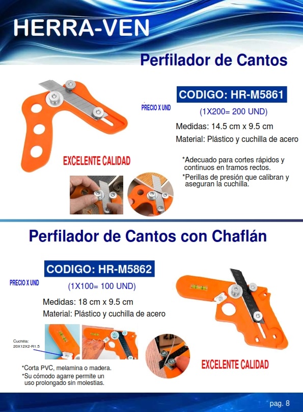 PERFILADOR PARA CANTOS C/CHAFLAN - PLAST - 18X9,5CM - CUCHIL