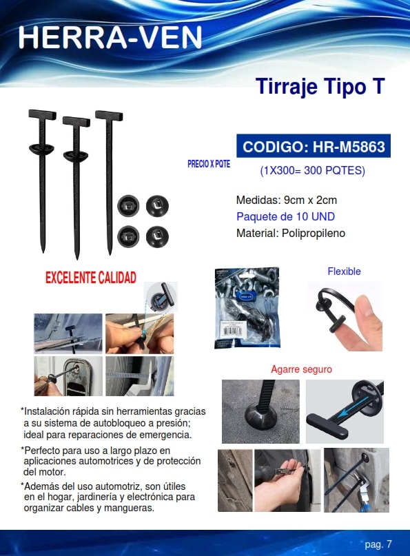 TIRRAP TIPO T NEGRO - 2X9CM - POLIPROP (10UND)
