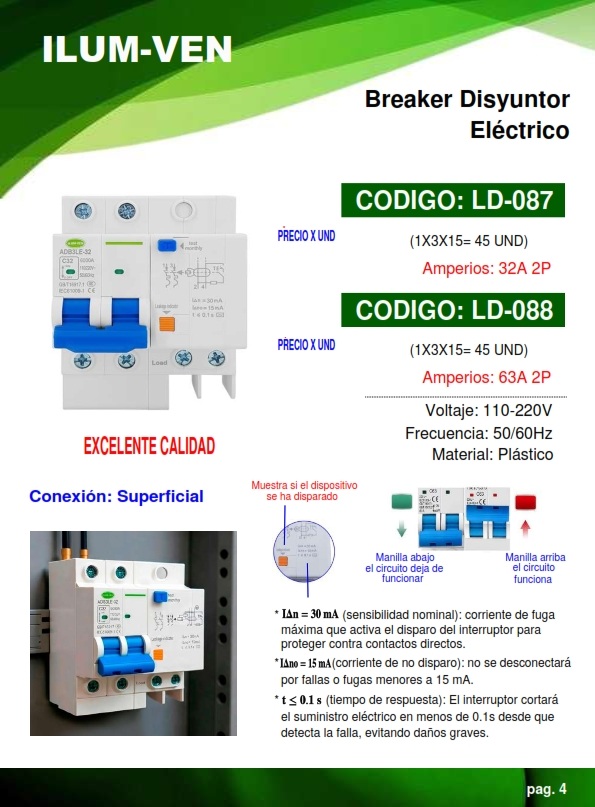 BREAKER DISYUNTOR 2X32A - P/RIEL ELECTRICO