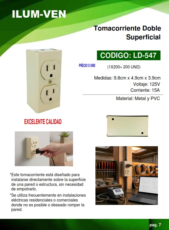 TOMA CORR DOBL 15A - SUPERF - BEIGE - 9,8X4,9CM - PVC Y META