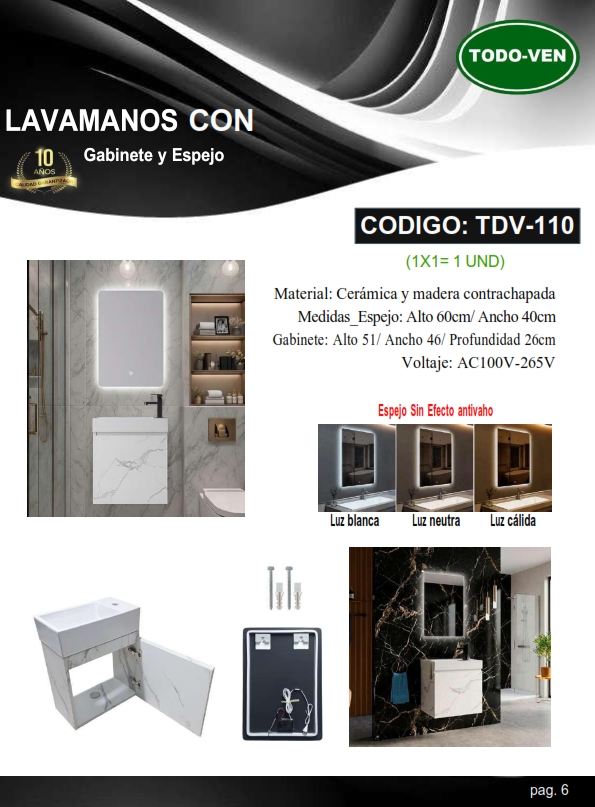 LAVAM CERAM - GABINETE 51X46X26CM - ESPEJO COMUN 60X40CM - 3