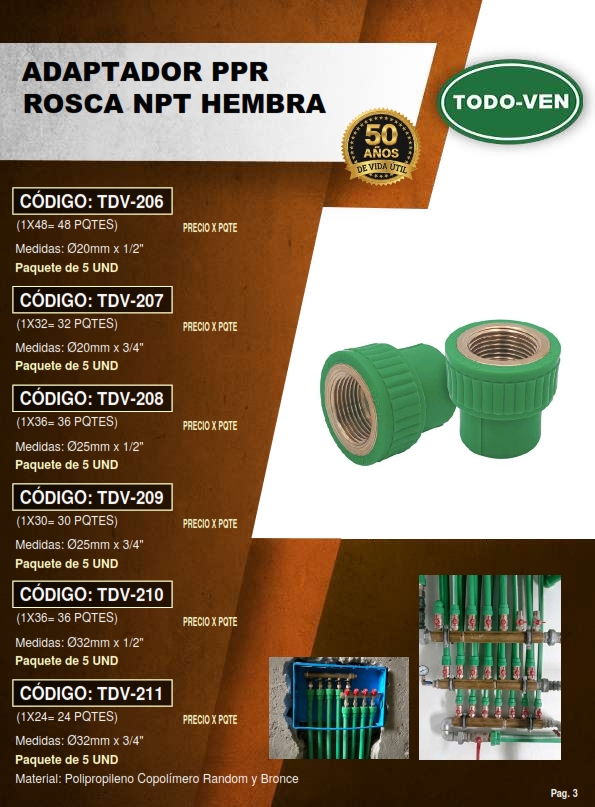 ADAPT PPR - 20MM X 3/4 NPT HEMBRA - 5UND