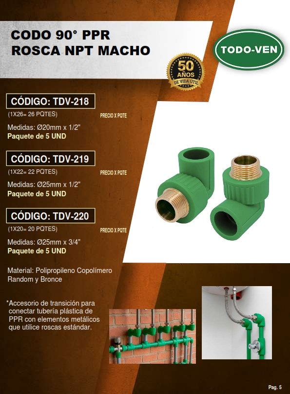 CODO 90° ADAPT PPR - 20MM X 1/2 NPT MACHO - 5UND
