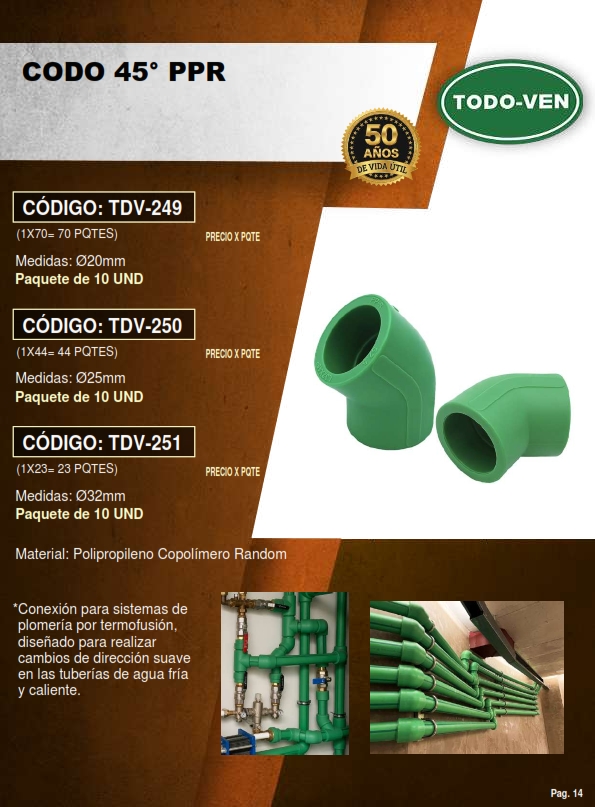 CODO 45° PPR - 25MM - 10UND