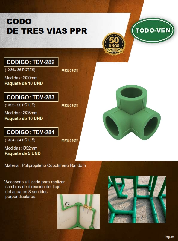 CODO 3 VIAS PPR - 20MM - 10UND