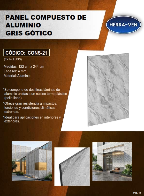 LAMINA COMP ALUM - GRIS GOTICO - 4MM - 1,22X2,44MTS - INT-EX