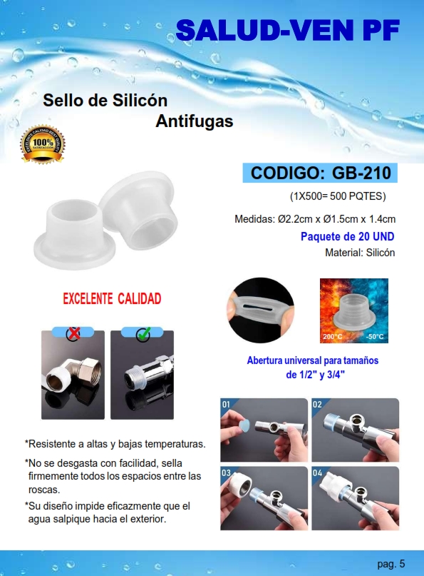 SELLO ANTIFUGAS (PQT20UND) - SILICON - 1/2y3/4 SOLAMENTE