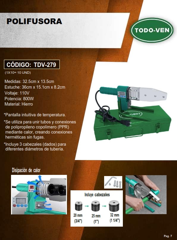 POLIFUSORA 800W - 32X13CM - 110V - METALICA - INCLUI 3 CABEZ